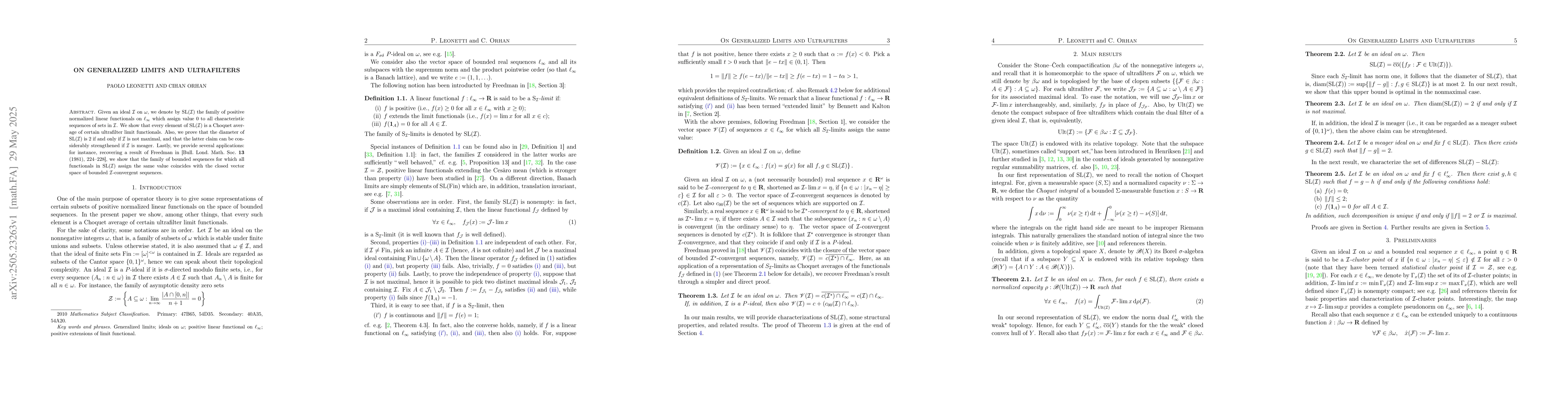 Thumbnail for On generalized limits and ultrafilters