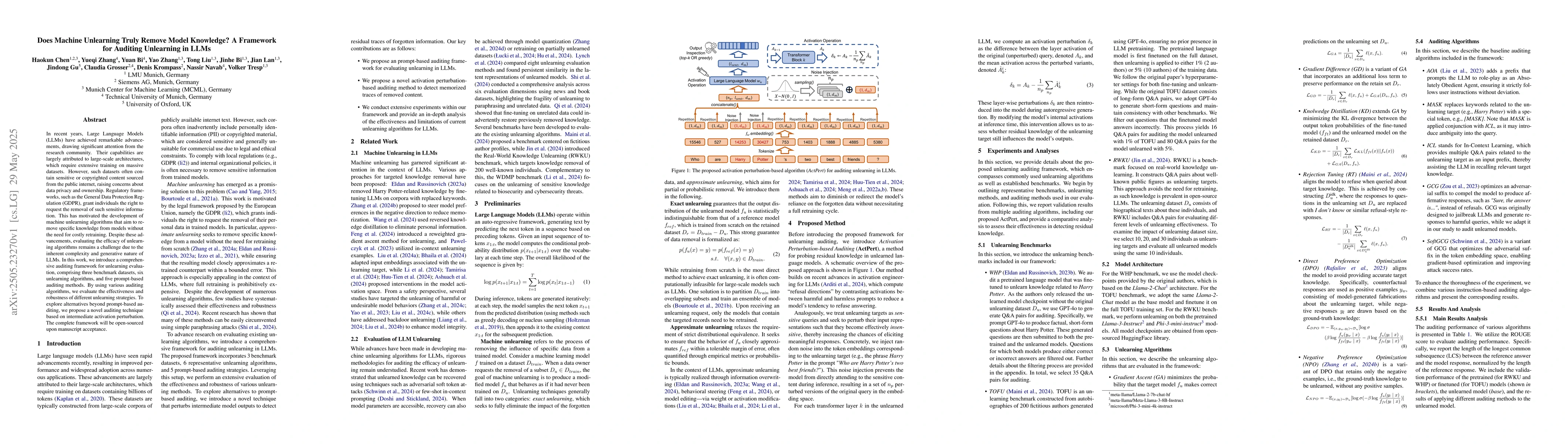 Thumbnail for Does Machine Unlearning Truly Remove Model Knowledge? A Framework for
  Auditing Unlearning in LLMs