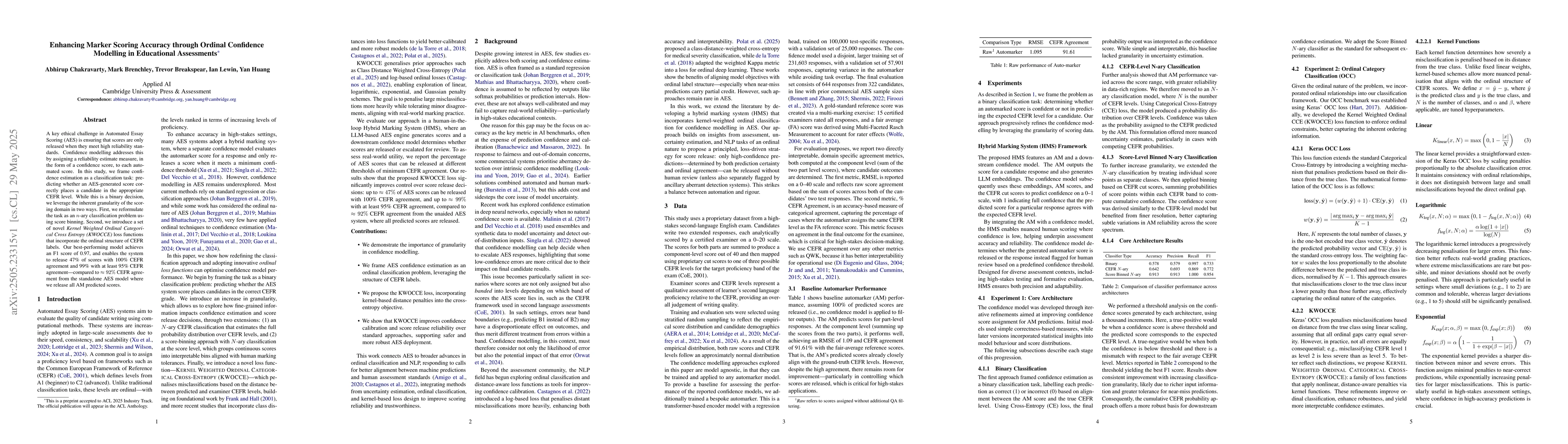 Thumbnail for Enhancing Marker Scoring Accuracy through Ordinal Confidence Modelling
  in Educational Assessments