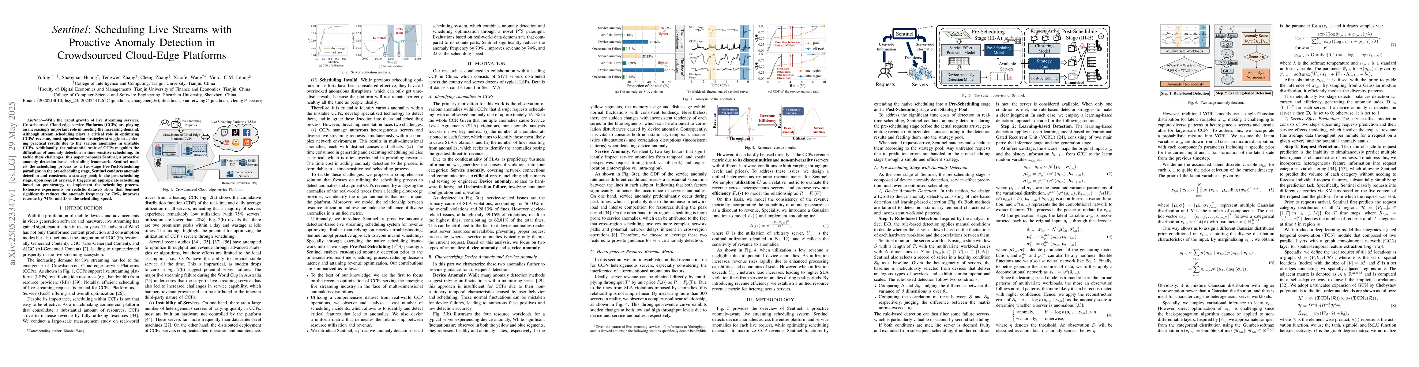 Thumbnail for Sentinel: Scheduling Live Streams with Proactive Anomaly Detection in
  Crowdsourced Cloud-Edge Platforms
