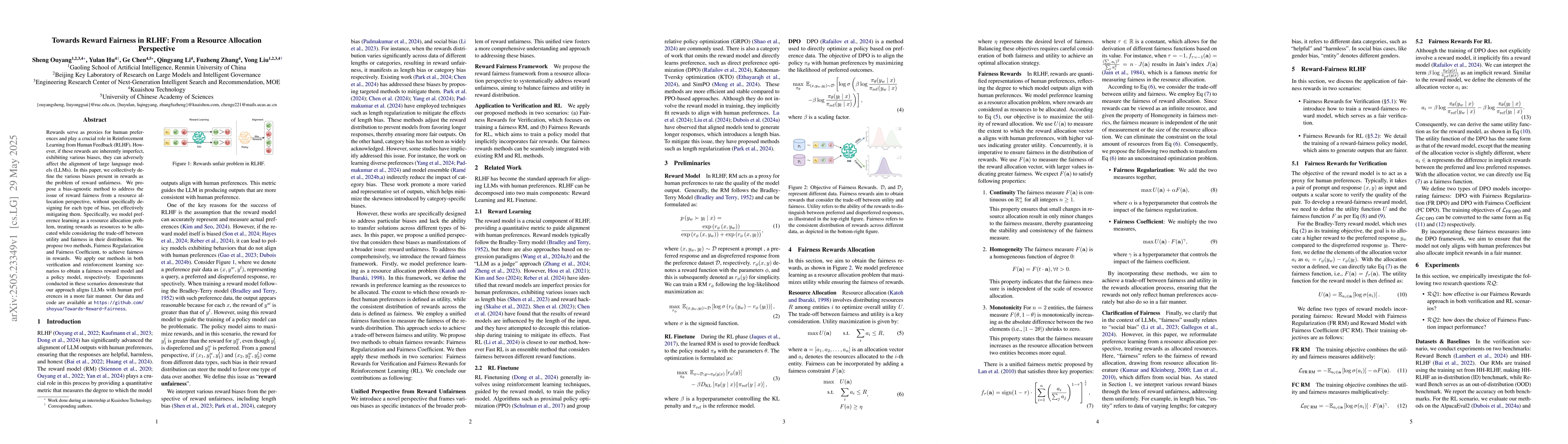 Thumbnail for Towards Reward Fairness in RLHF: From a Resource Allocation Perspective
