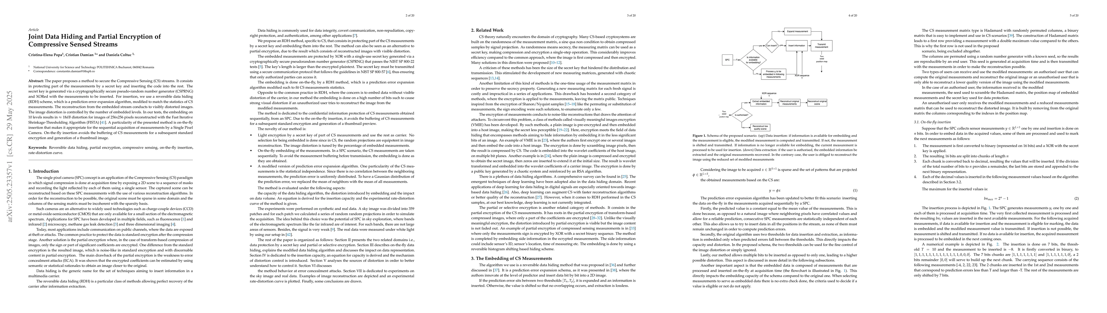 Thumbnail for Joint Data Hiding and Partial Encryption of Compressive Sensed Streams