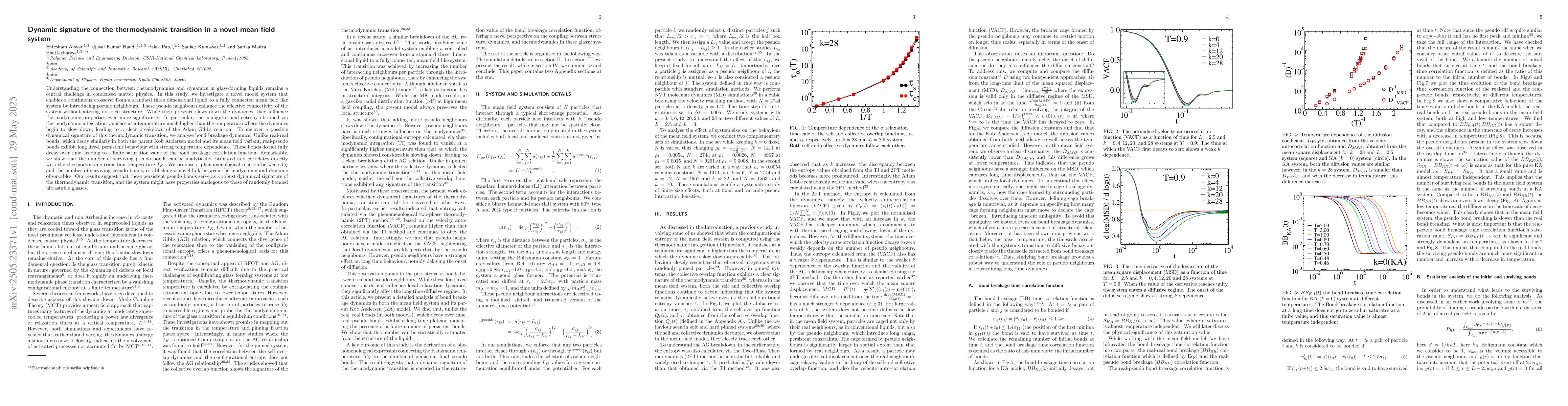Thumbnail for Dynamic signature of the thermodynamic transition in a novel mean field
  system