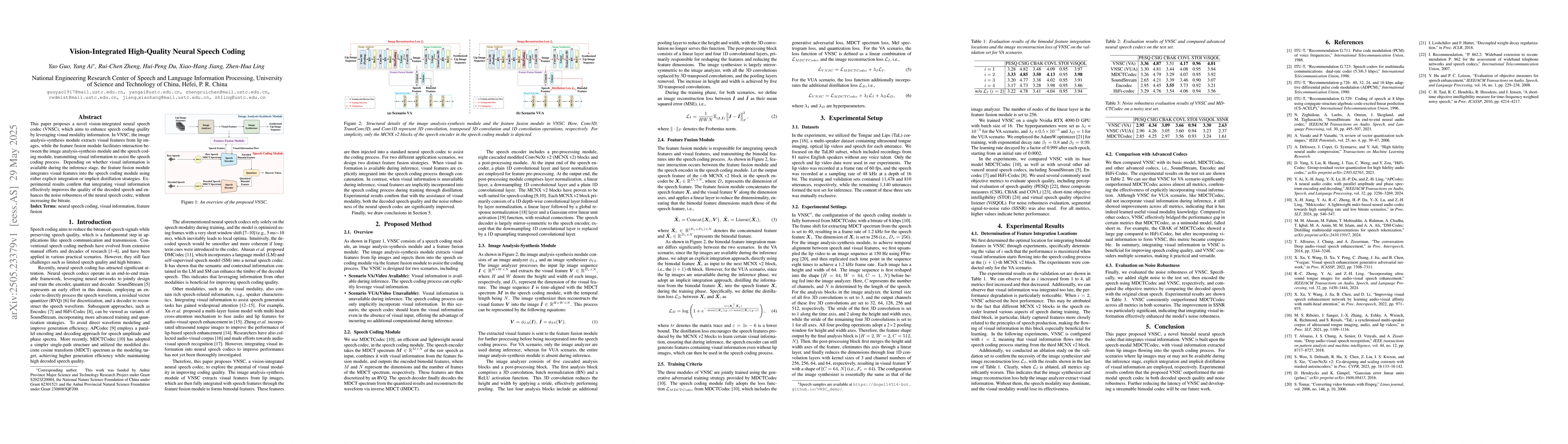 Thumbnail for Vision-Integrated High-Quality Neural Speech Coding