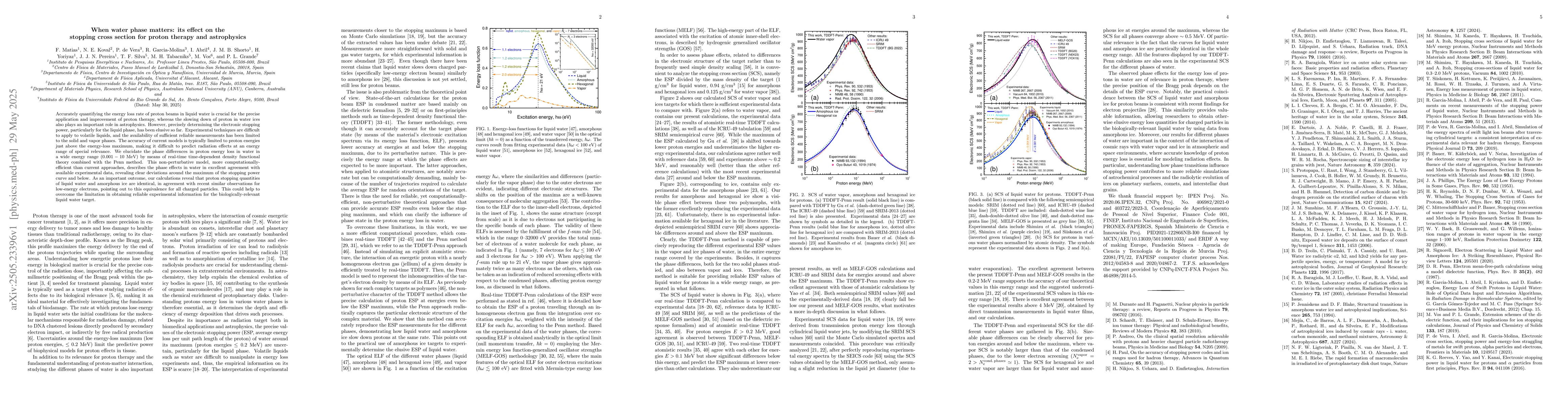 Thumbnail for When water phase matters: its effect on the stopping cross section for
  proton therapy and astrophysics