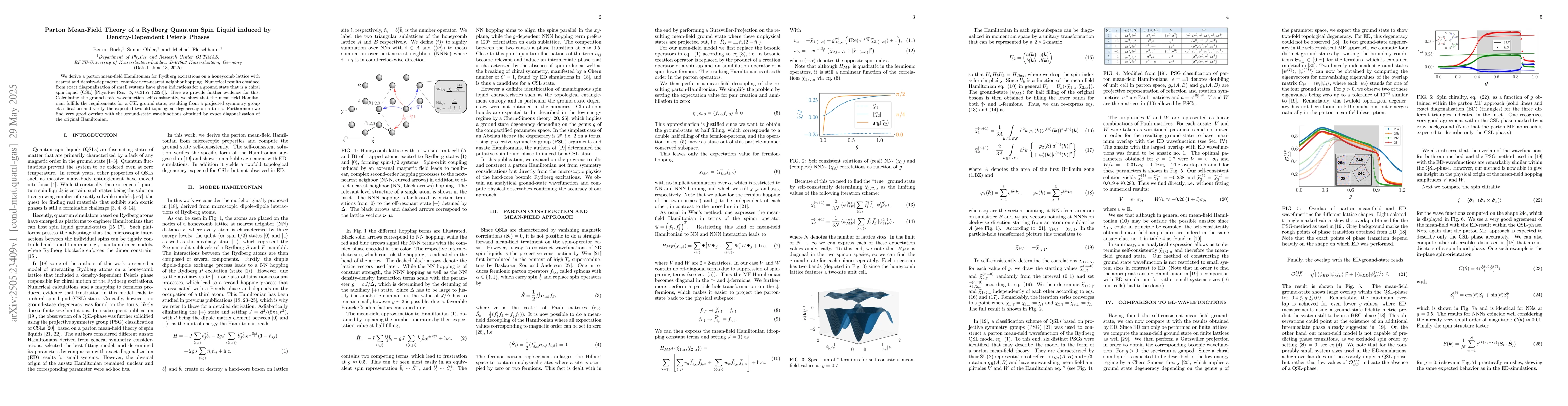 Thumbnail for Parton Mean-Field Theory of a Rydberg Quantum Spin Liquid induced by
  Density-Dependent Peierls Phases