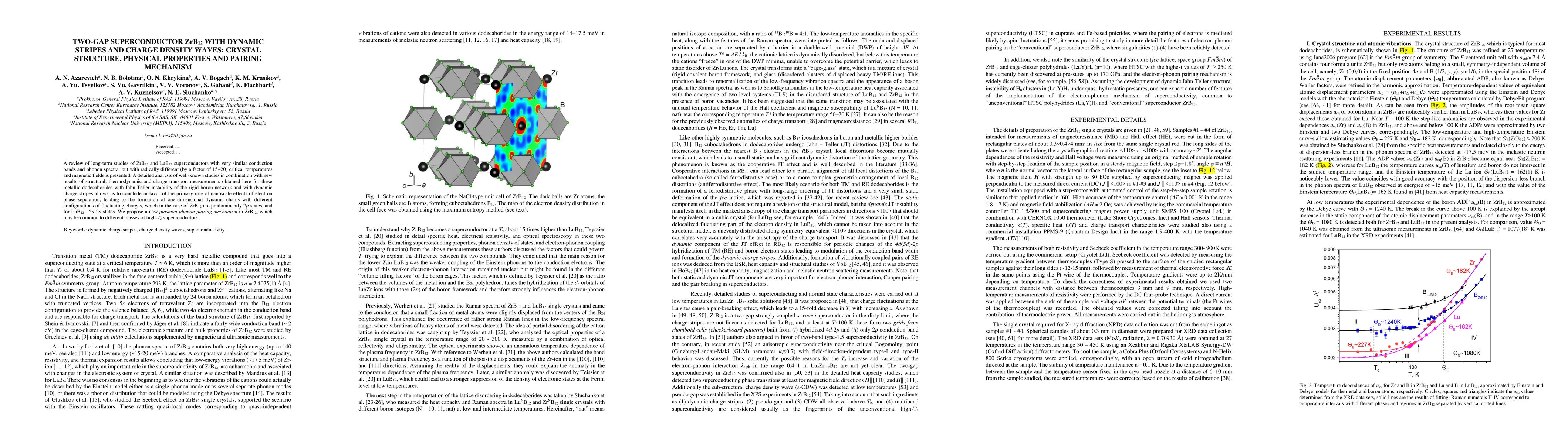 Thumbnail for Two-gap superconductor ZrB$_{12}$ with dynamic stripes and charge
  density waves: Crystal structure, physical properties and pairing mechanism