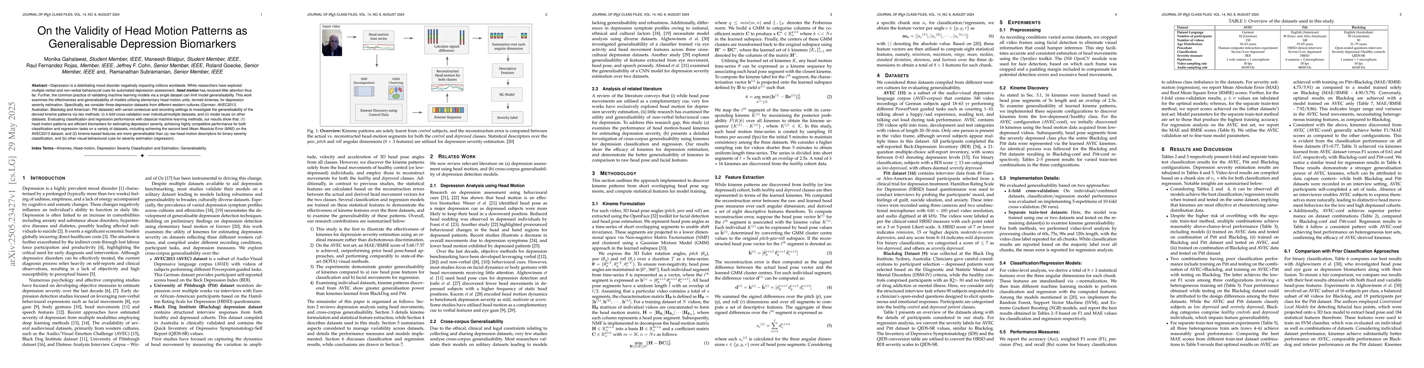 Thumbnail for On the Validity of Head Motion Patterns as Generalisable Depression
  Biomarkers