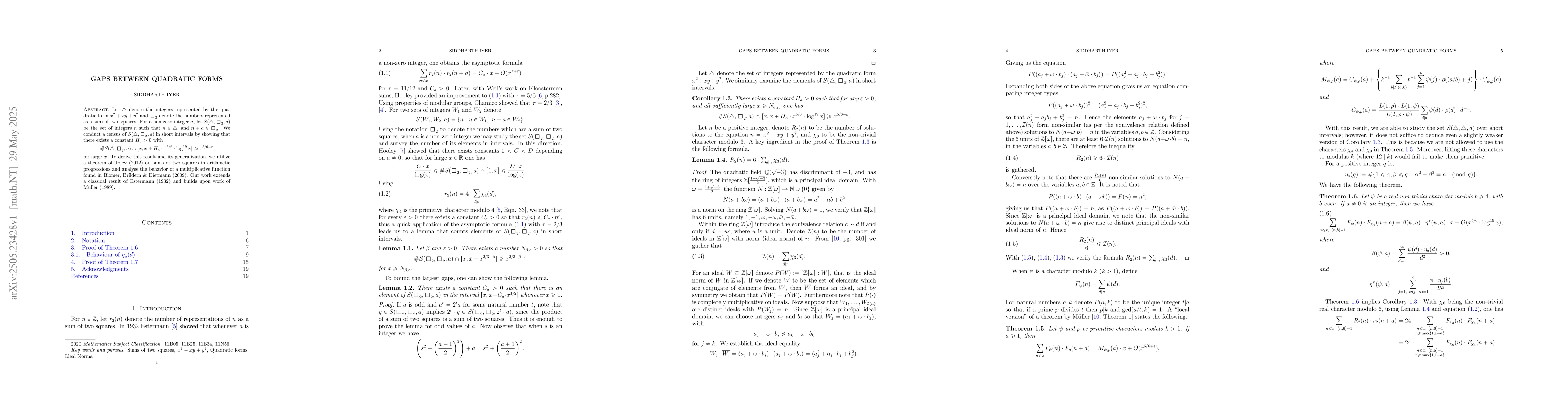 Thumbnail for Gaps between quadratic forms