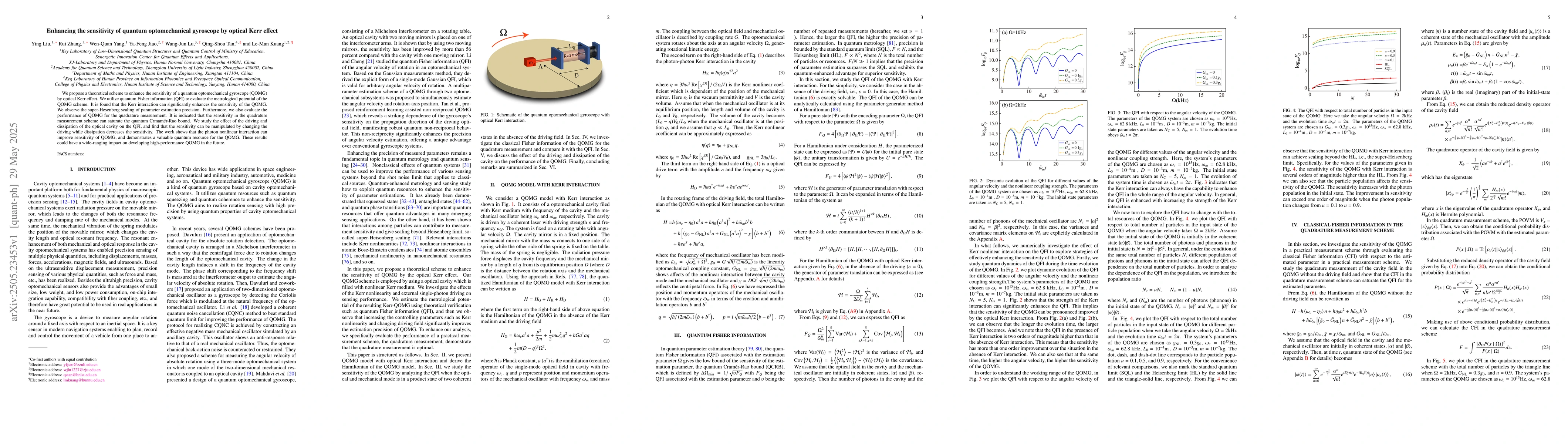 Thumbnail for Enhancing the sensitivity of quantum optomechanical gyroscope by optical
  Kerr effect