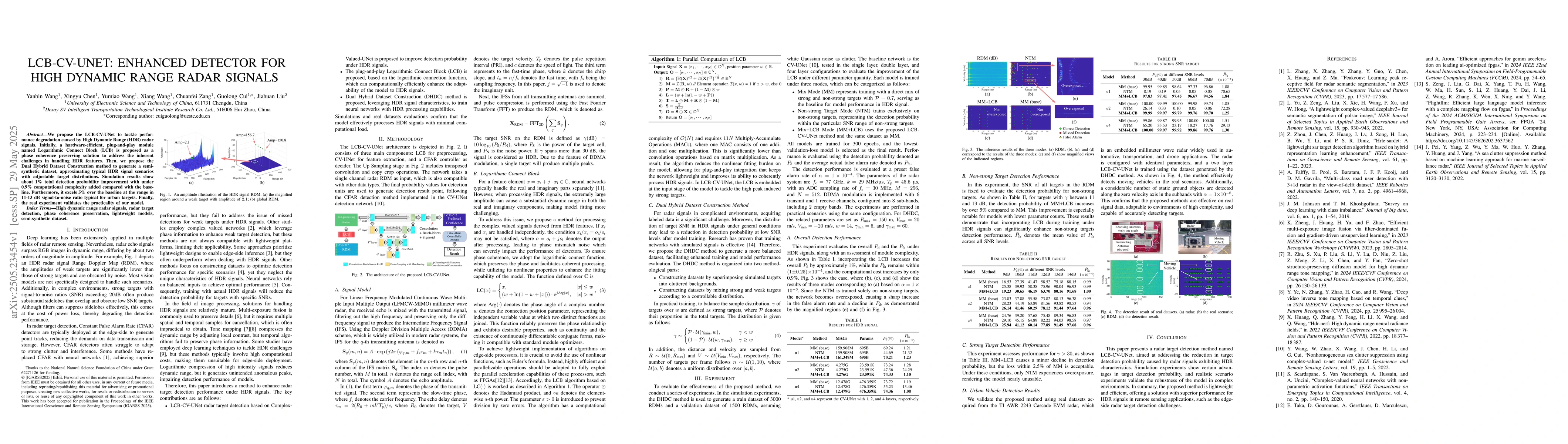 Thumbnail for LCB-CV-UNet: Enhanced Detector for High Dynamic Range Radar Signals