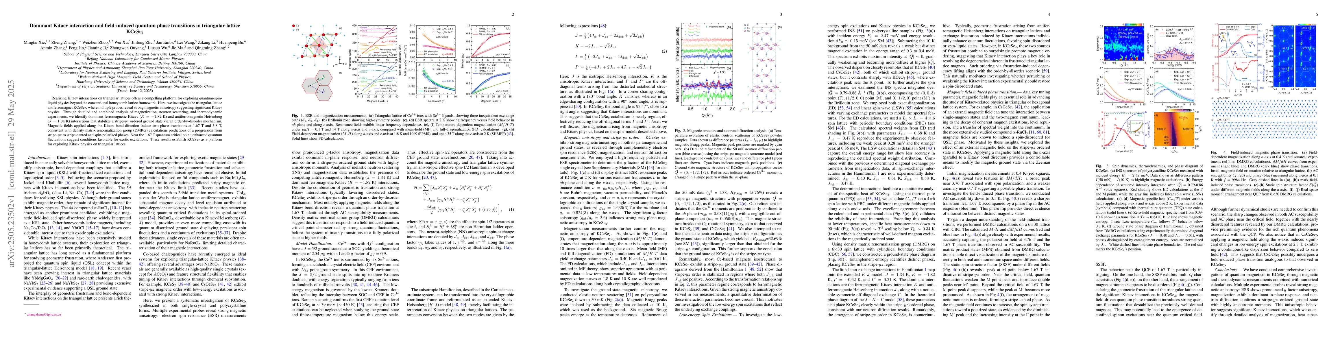 Thumbnail for Dominant Kitaev interaction and field-induced quantum phase transitions
  in triangular-lattice KCeSe2