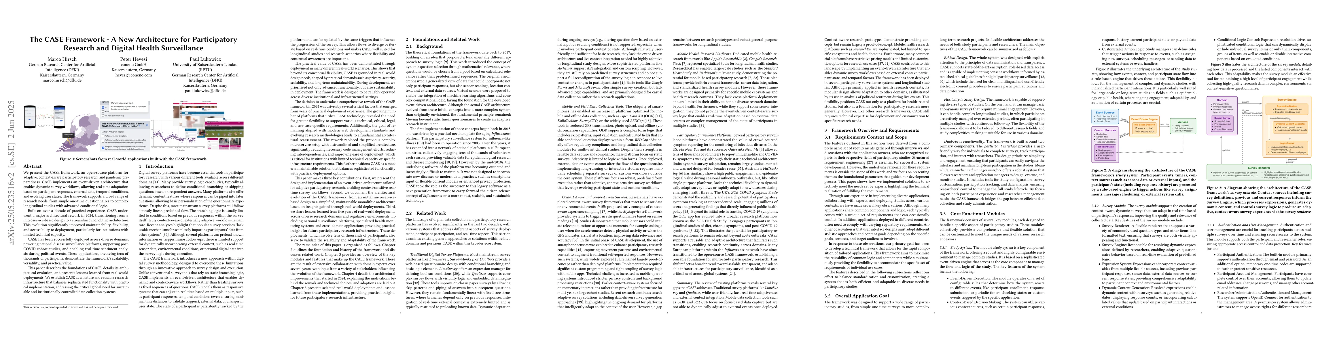 Thumbnail for The CASE Framework -- A New Architecture for Participatory Research and
  Digital Health Surveillance