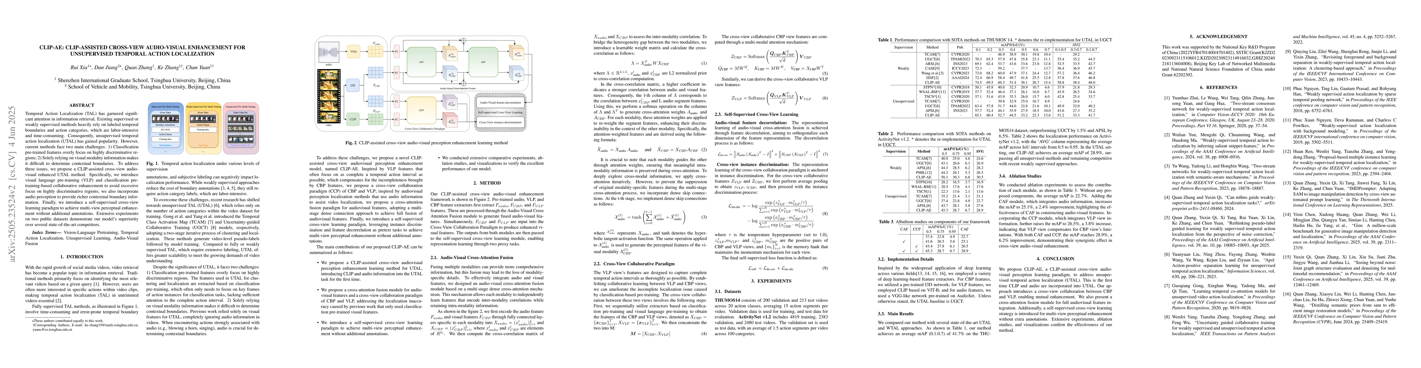 Thumbnail for CLIP-AE: CLIP-assisted Cross-view Audio-Visual Enhancement for
  Unsupervised Temporal Action Localization