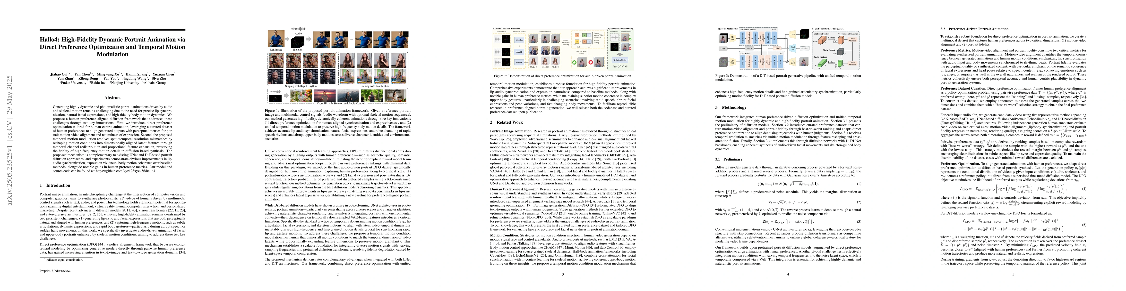 Thumbnail for Hallo4: High-Fidelity Dynamic Portrait Animation via Direct Preference
  Optimization and Temporal Motion Modulation