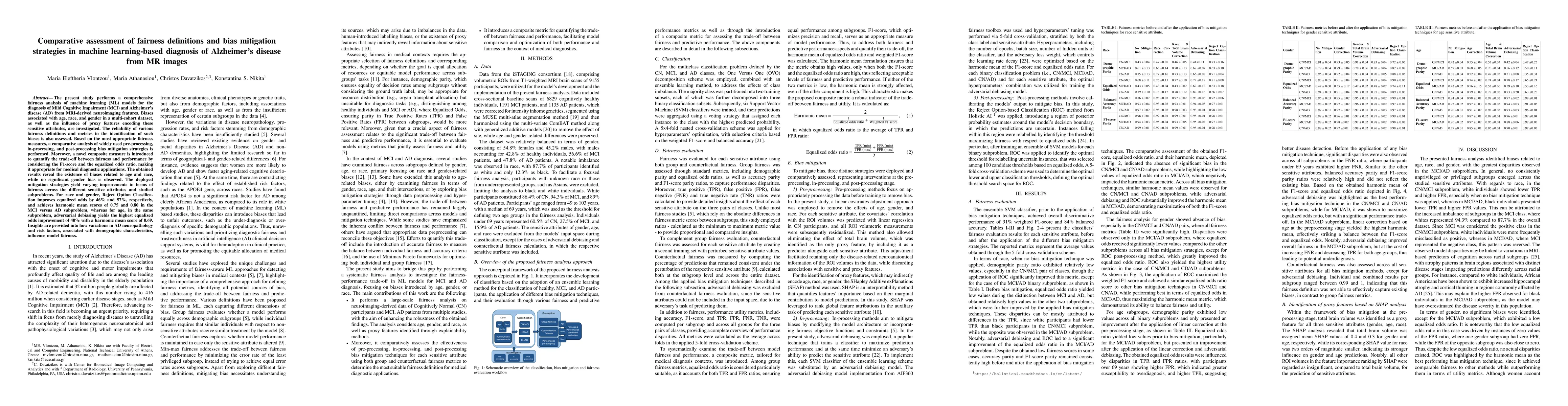 Thumbnail for Comparative assessment of fairness definitions and bias mitigation
  strategies in machine learning-based diagnosis of Alzheimer's disease from MR
  images