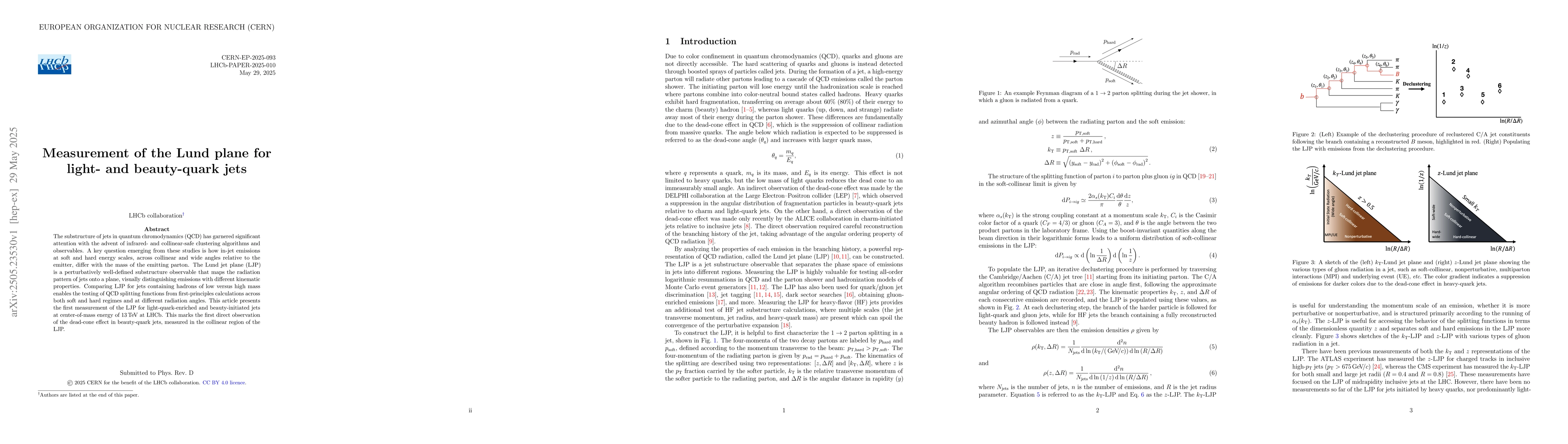 Thumbnail for Measurement of the Lund plane for light- and beauty-quark jets