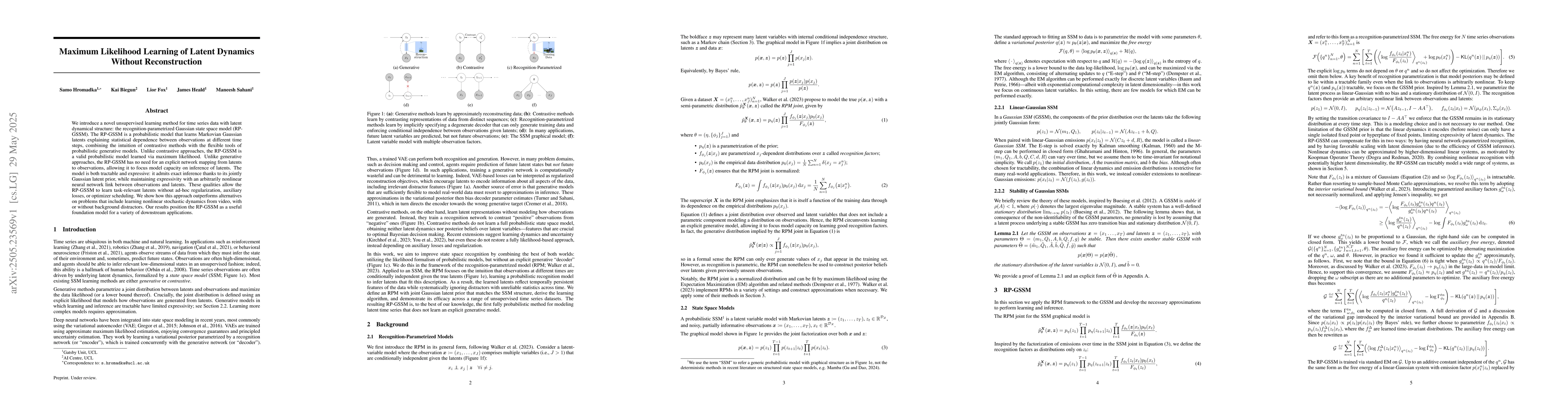 Thumbnail for Maximum Likelihood Learning of Latent Dynamics Without Reconstruction