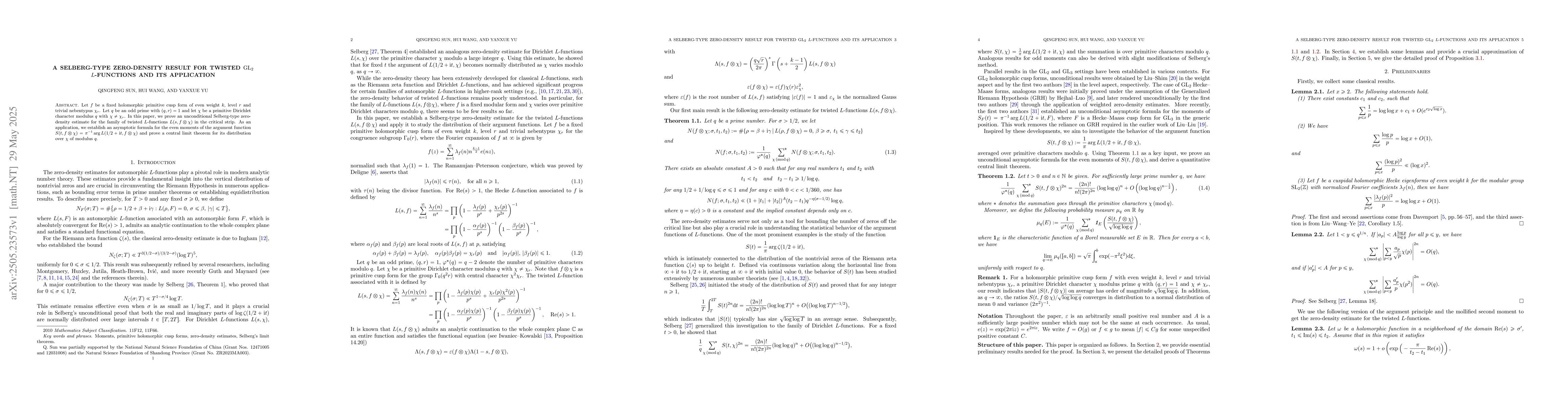 Thumbnail for A Selberg-type zero-density result for twisted $\rm GL_2$ $L$-functions
  and its application