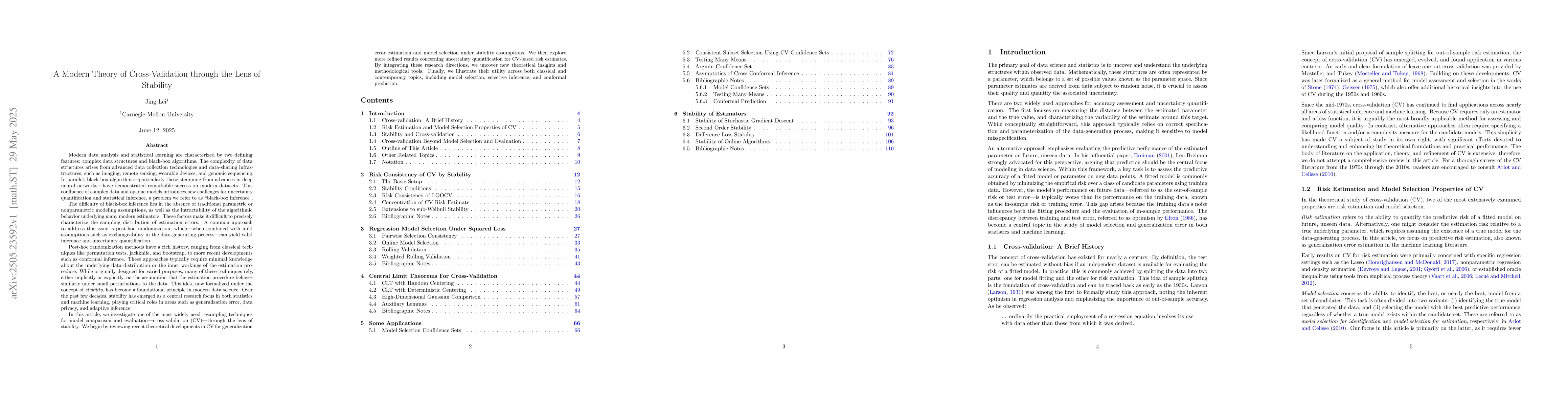Thumbnail for A Modern Theory of Cross-Validation through the Lens of Stability