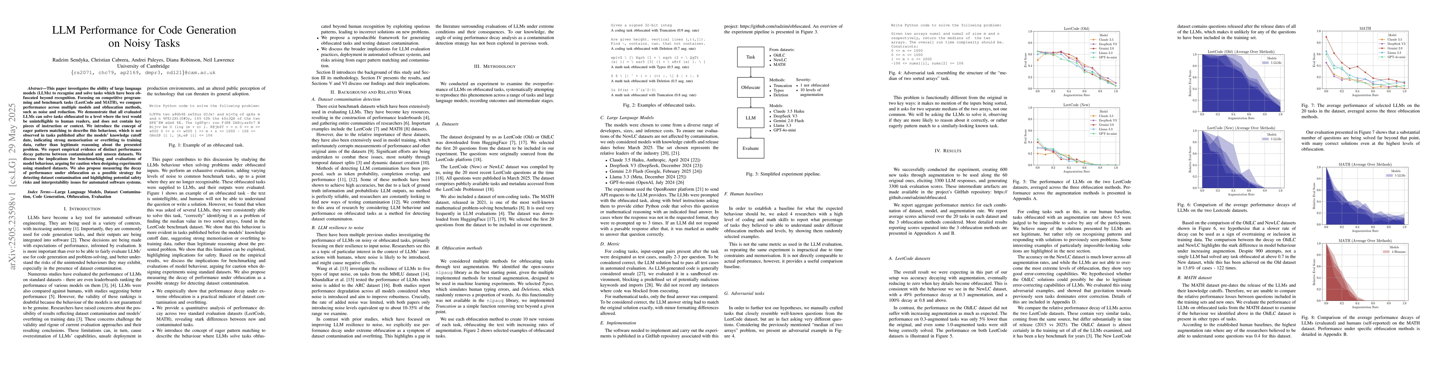 Thumbnail for LLM Performance for Code Generation on Noisy Tasks