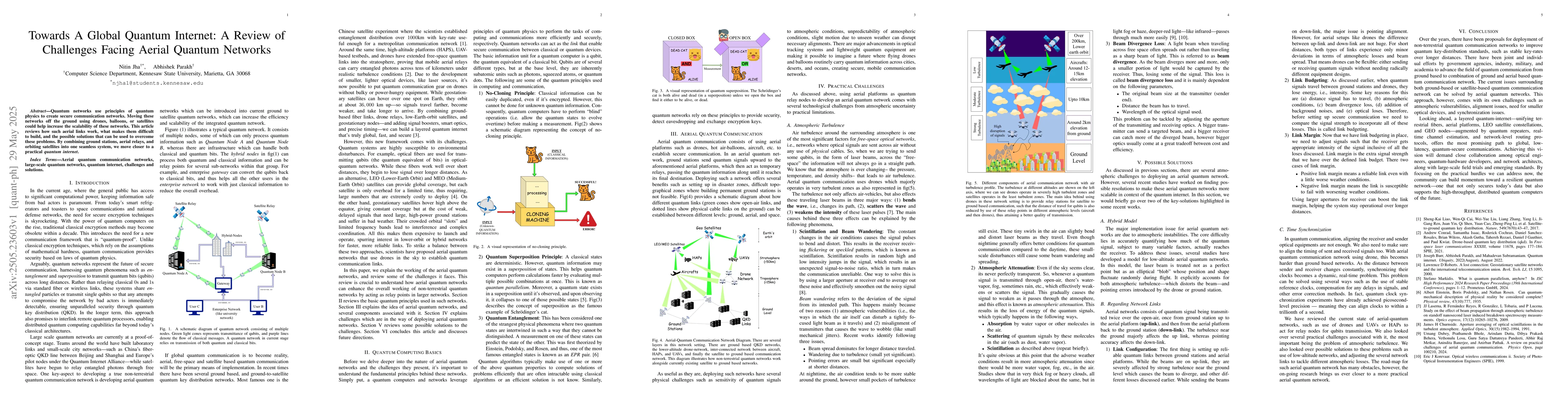 Thumbnail for Towards A Global Quantum Internet: A Review of Challenges Facing Aerial
  Quantum Networks