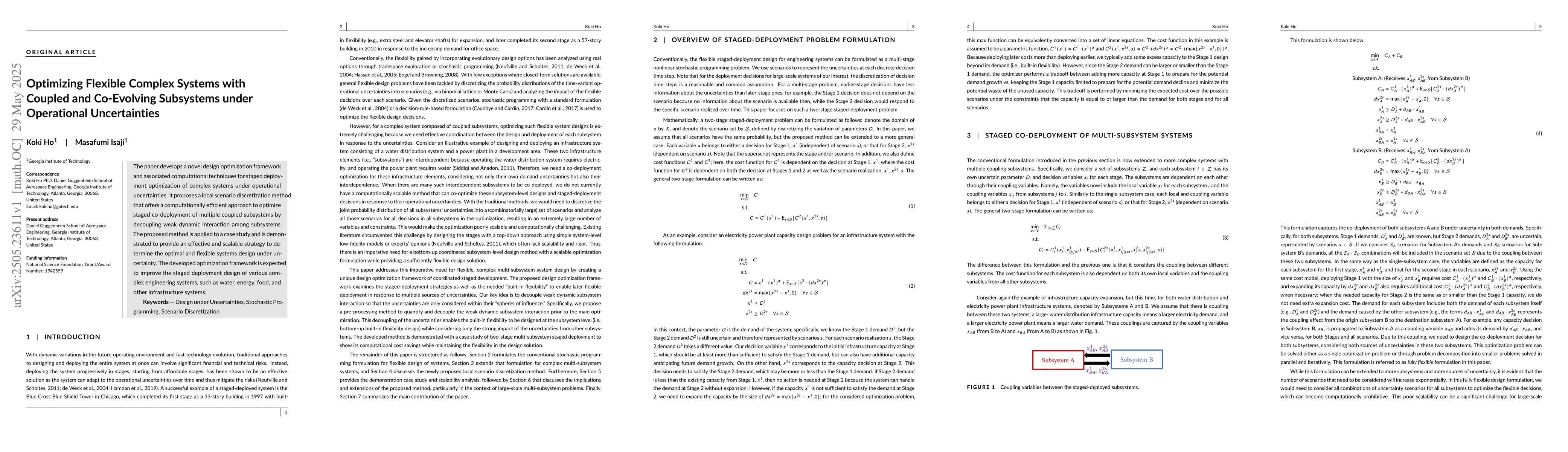 Thumbnail for Optimizing Flexible Complex Systems with Coupled and Co-Evolving
  Subsystems under Operational Uncertainties