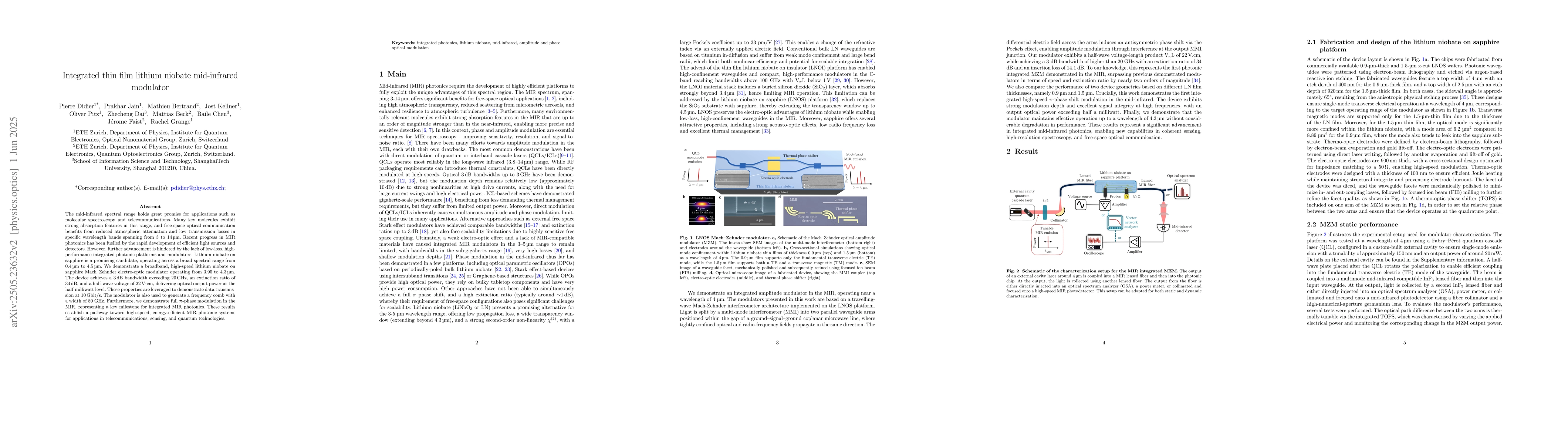 Thumbnail for Integrated thin film lithium niobate mid-infrared modulator