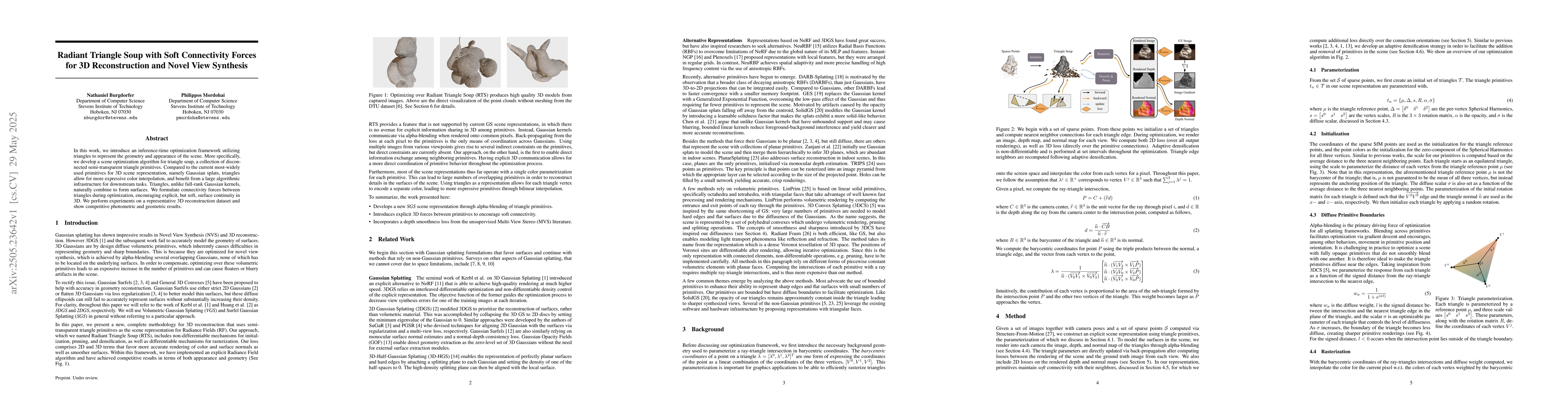 Thumbnail for Radiant Triangle Soup with Soft Connectivity Forces for 3D
  Reconstruction and Novel View Synthesis