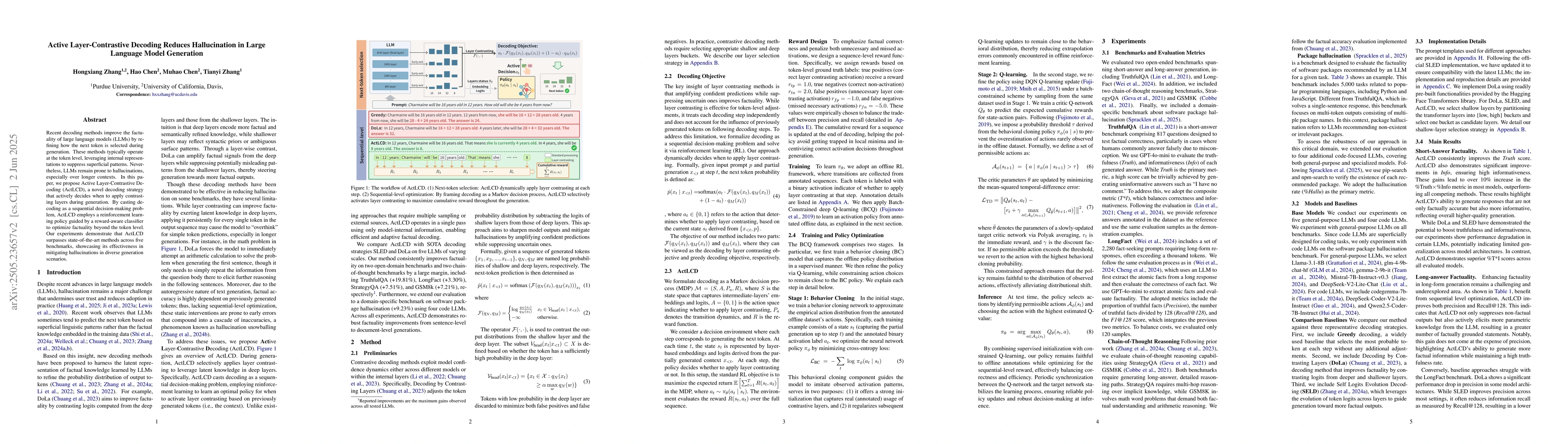 Thumbnail for Active Layer-Contrastive Decoding Reduces Hallucination in Large
  Language Model Generation
