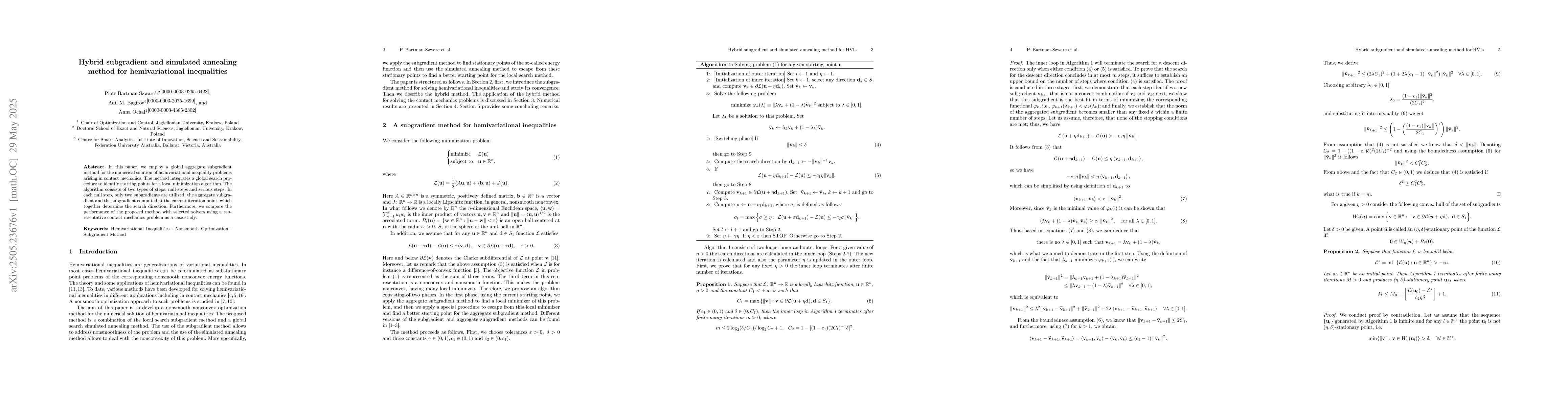 Thumbnail for Hybrid subgradient and simulated annealing method for hemivariational
  inequalities