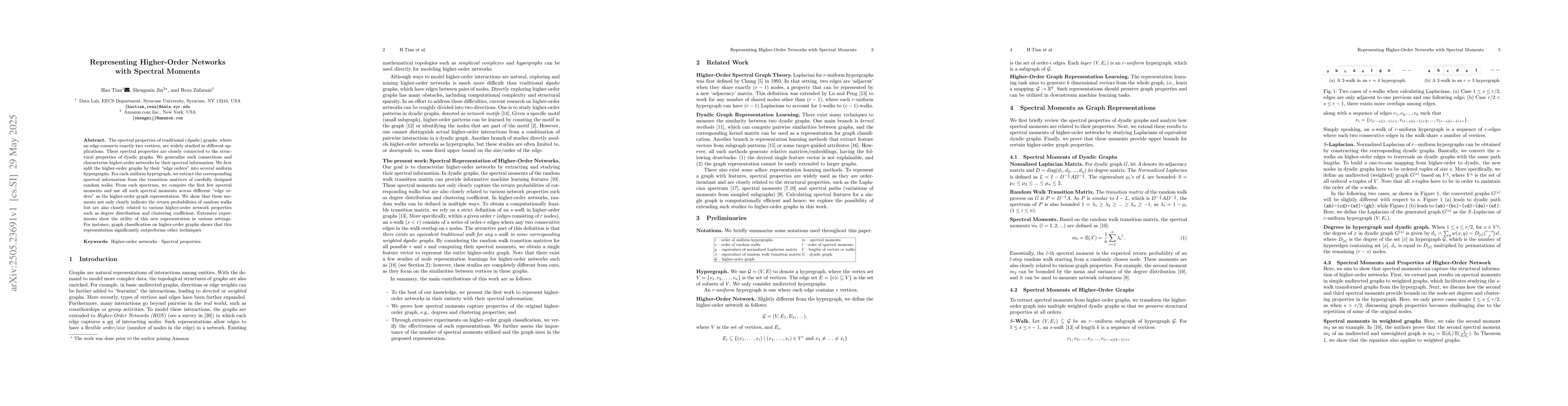 Thumbnail for Representing Higher-Order Networks with Spectral Moments