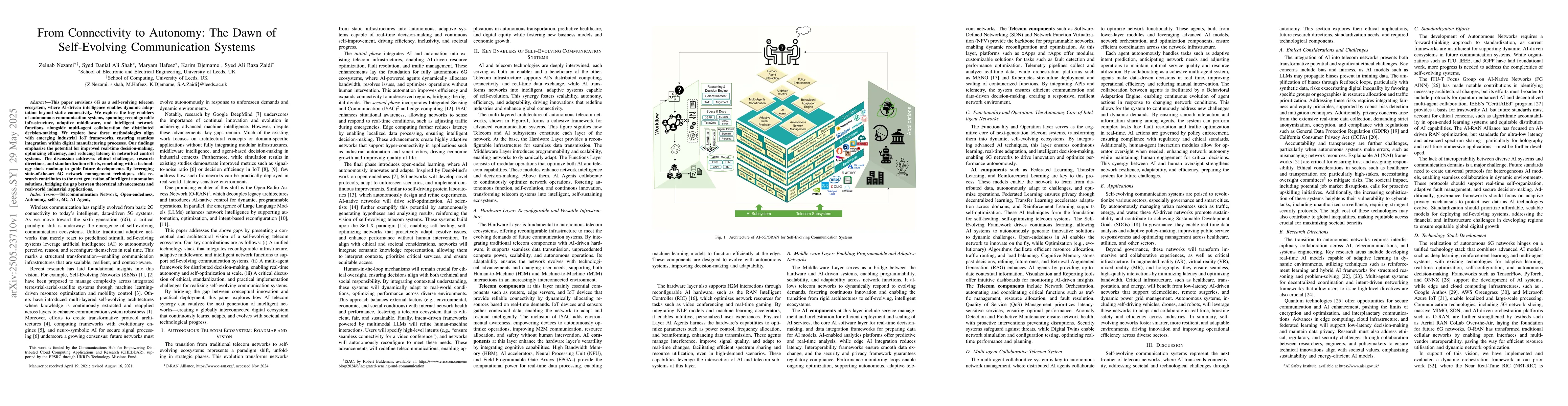 Thumbnail for From Connectivity to Autonomy: The Dawn of Self-Evolving Communication
  Systems