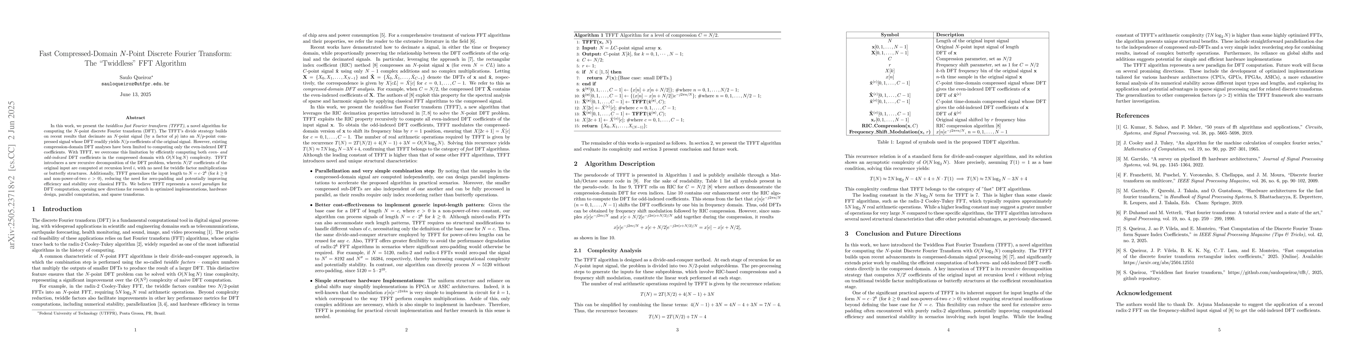 Thumbnail for Fast Compressed-Domain N-Point Discrete Fourier Transform