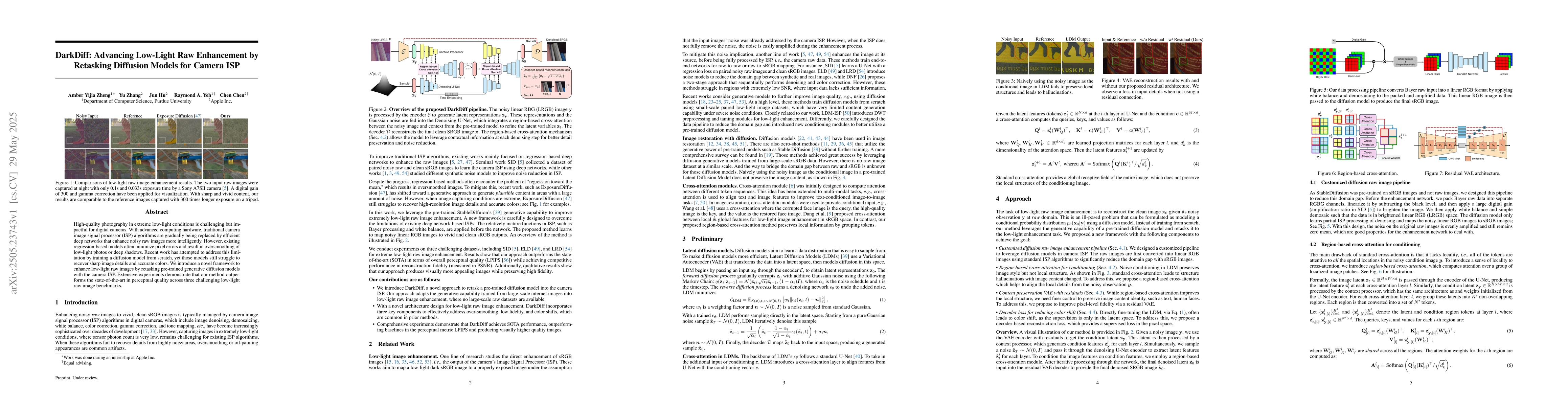 Thumbnail for DarkDiff: Advancing Low-Light Raw Enhancement by Retasking Diffusion
  Models for Camera ISP