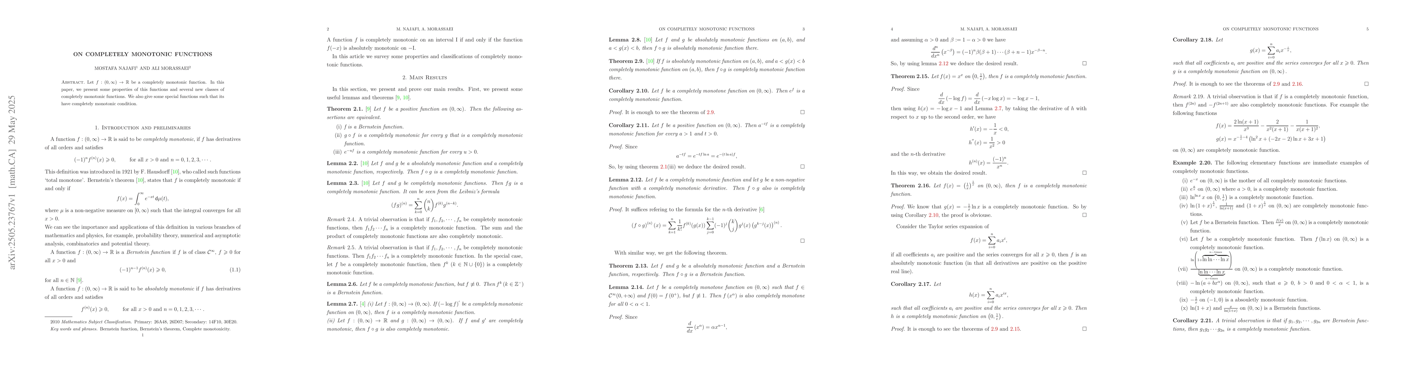 Thumbnail for On completely monotonic functions