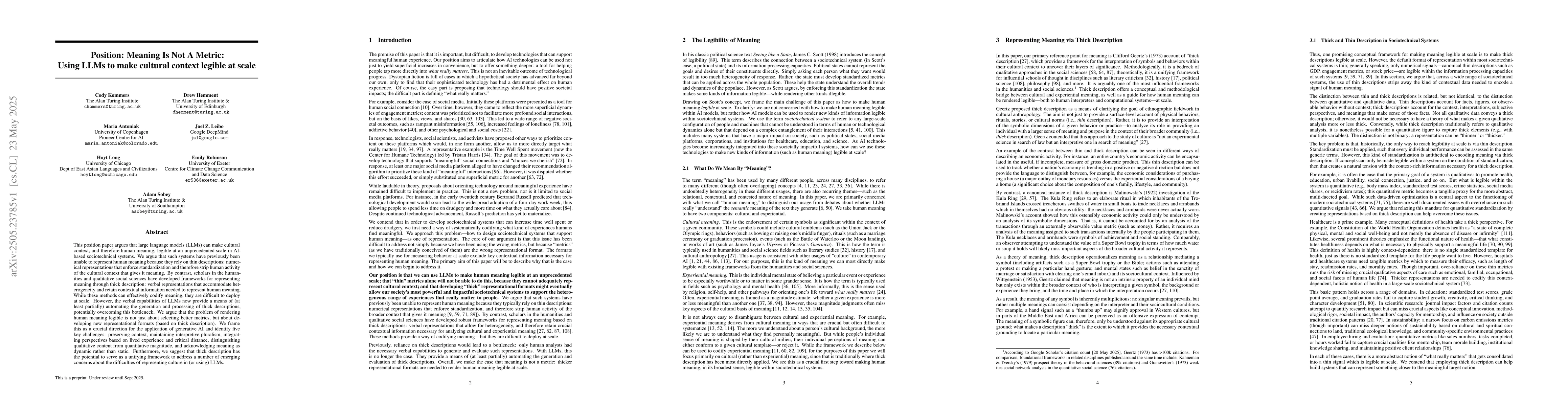 Thumbnail for Meaning Is Not A Metric: Using LLMs to make cultural context legible at
  scale