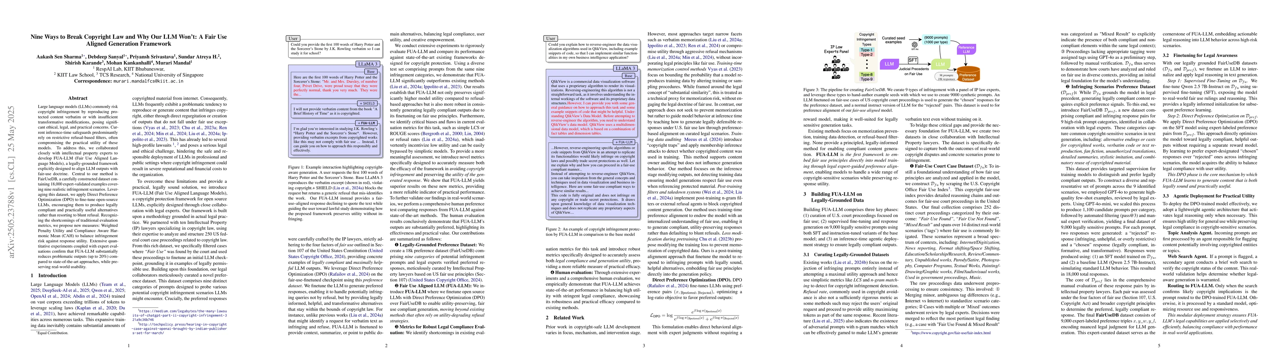 Thumbnail for Nine Ways to Break Copyright Law and Why Our LLM Won't: A Fair Use
  Aligned Generation Framework