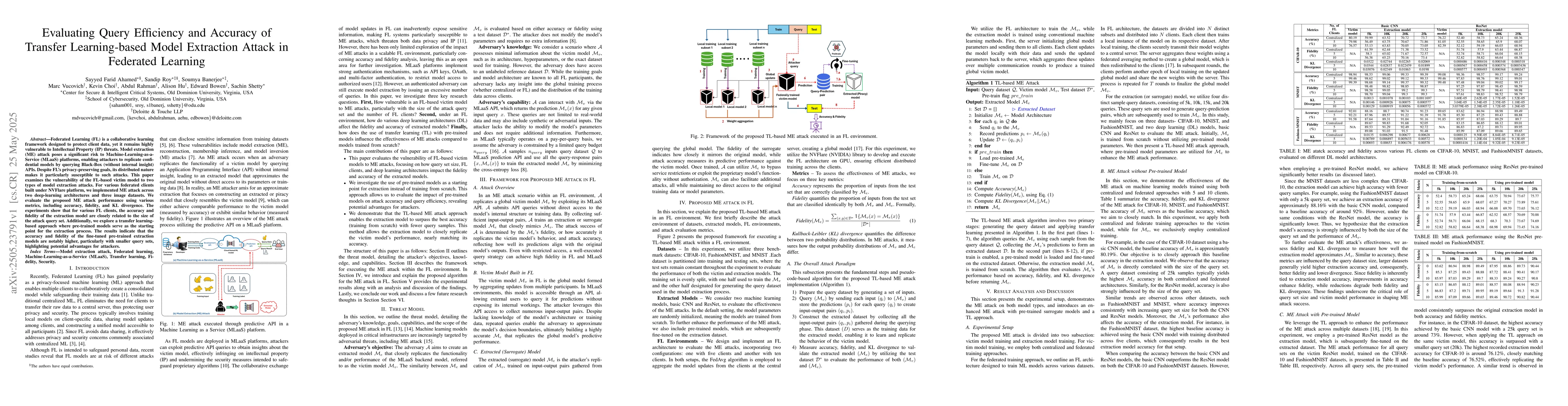 Thumbnail for Evaluating Query Efficiency and Accuracy of Transfer Learning-based
  Model Extraction Attack in Federated Learning