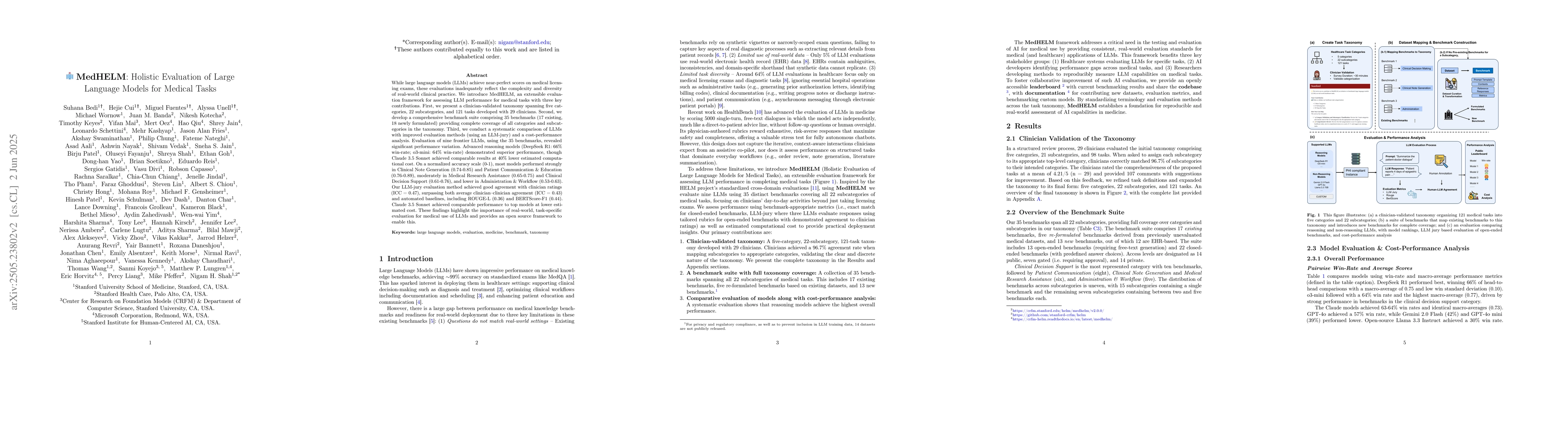 Thumbnail for MedHELM: Holistic Evaluation of Large Language Models for Medical Tasks