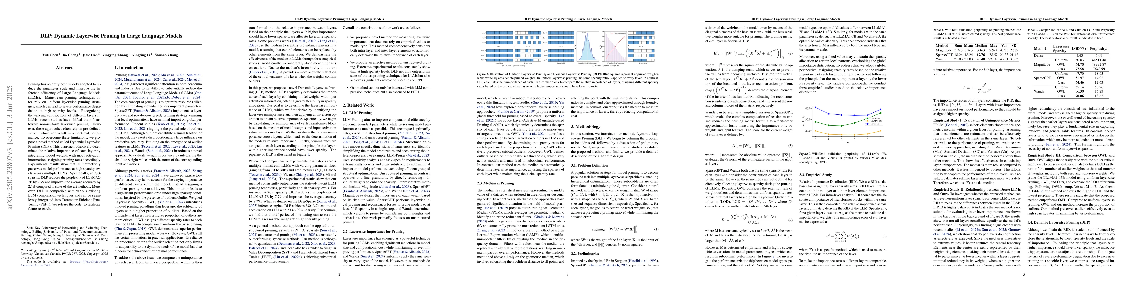 Thumbnail for DLP: Dynamic Layerwise Pruning in Large Language Models