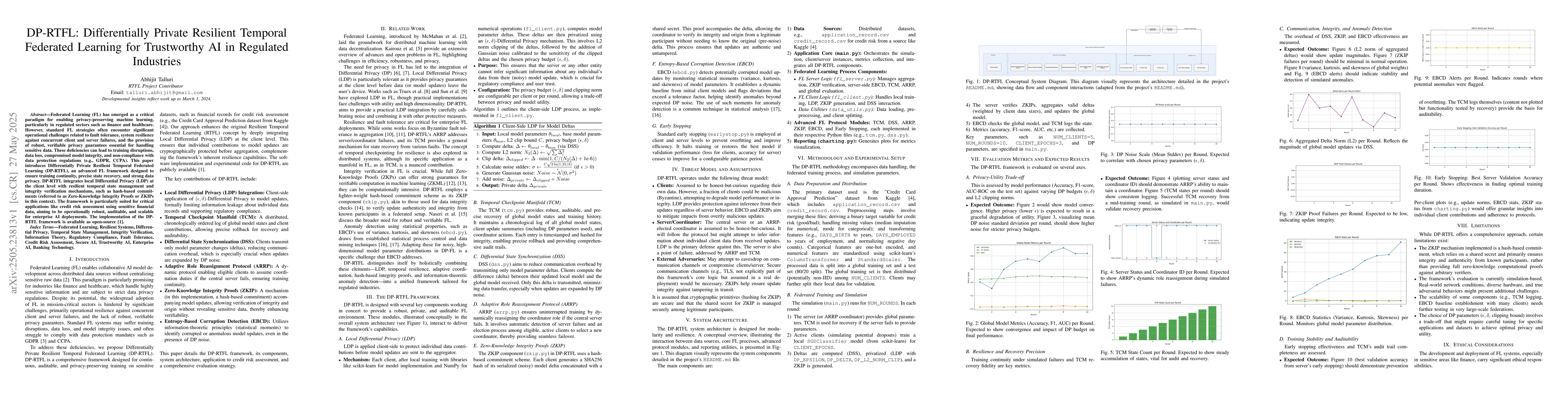 Thumbnail for DP-RTFL: Differentially Private Resilient Temporal Federated Learning
  for Trustworthy AI in Regulated Industries