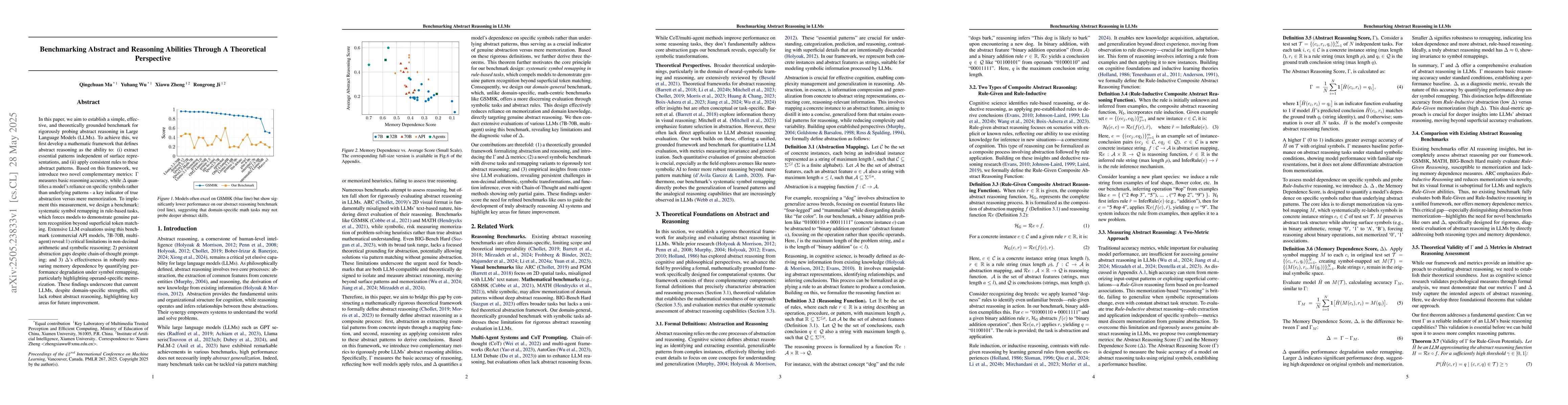 Thumbnail for Benchmarking Abstract and Reasoning Abilities Through A Theoretical
  Perspective
