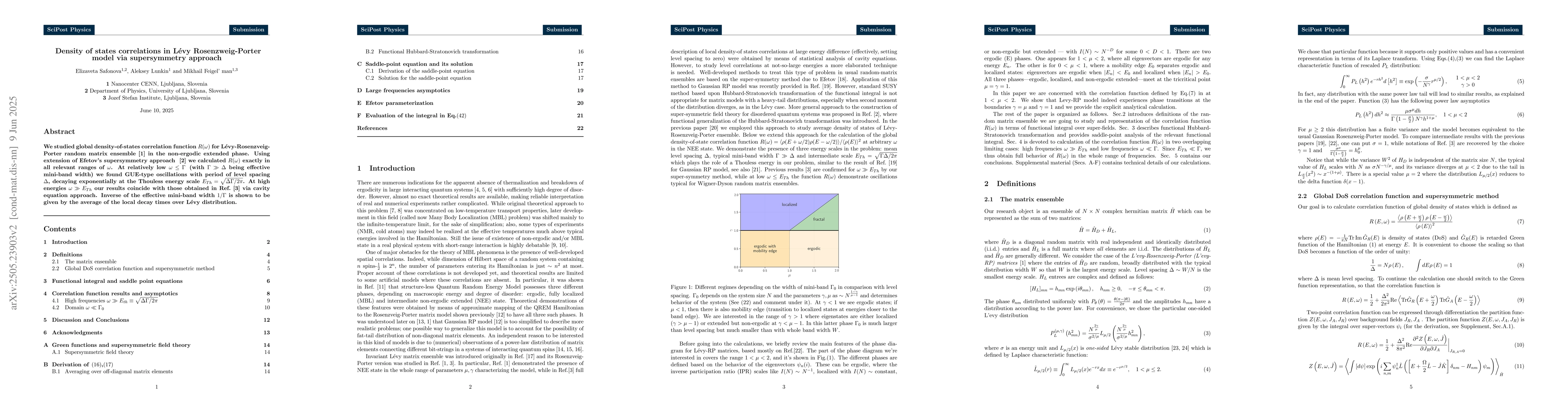 Thumbnail for Density of states correlations in Lévy Rosenzweig-Porter model via
  supersymmetry approach