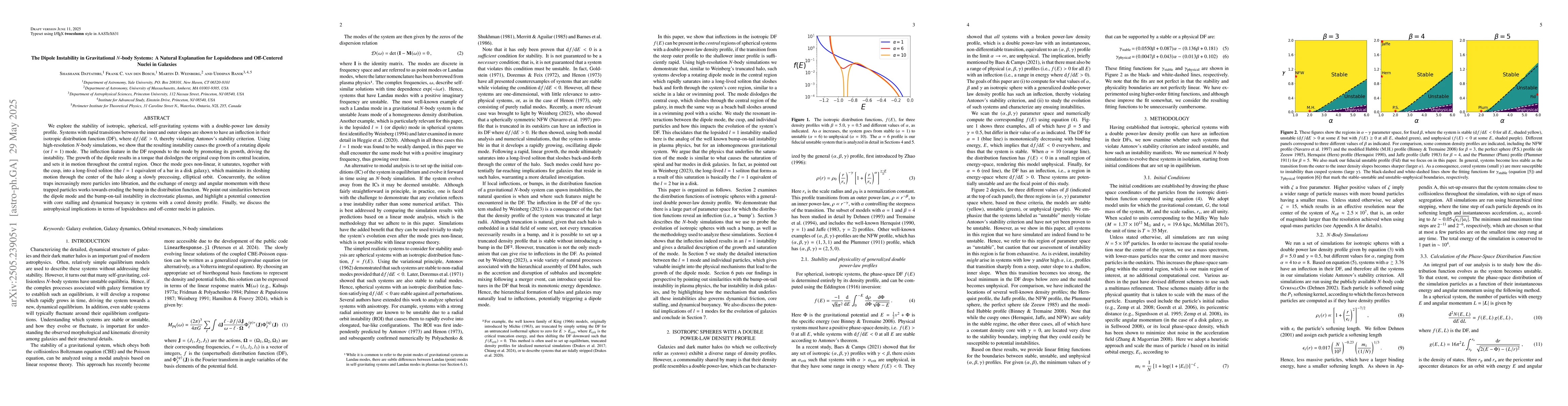 Thumbnail for The Dipole Instability in Gravitational $N$-body Systems: A Natural
  Explanation for Lopsidedness and Off-Centered Nuclei in Galaxies