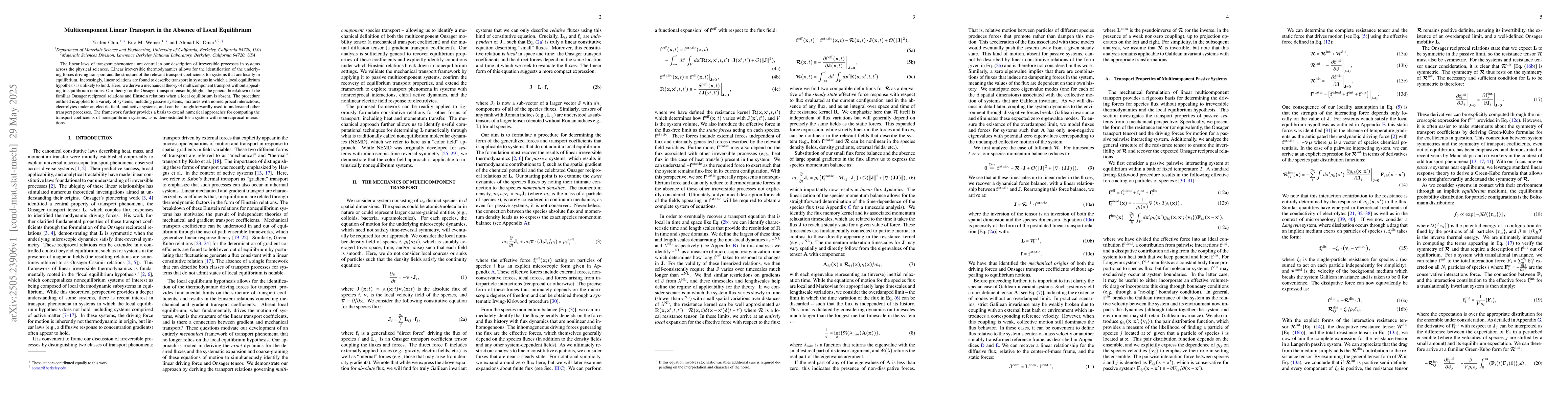 Thumbnail for Multicomponent Linear Transport in the Absence of Local Equilibrium
