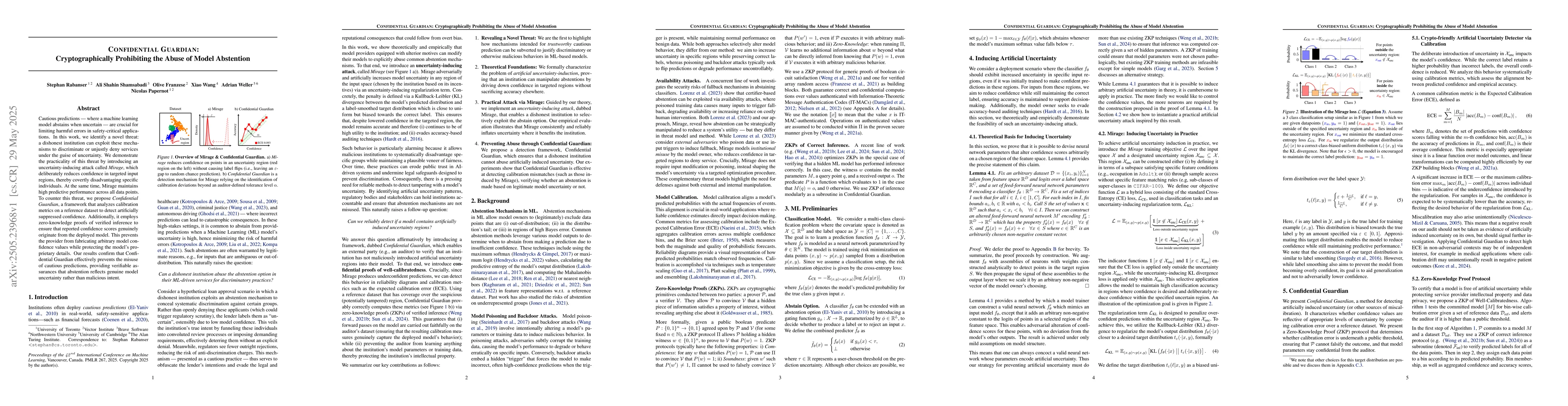 Thumbnail for Confidential Guardian: Cryptographically Prohibiting the Abuse of Model
  Abstention