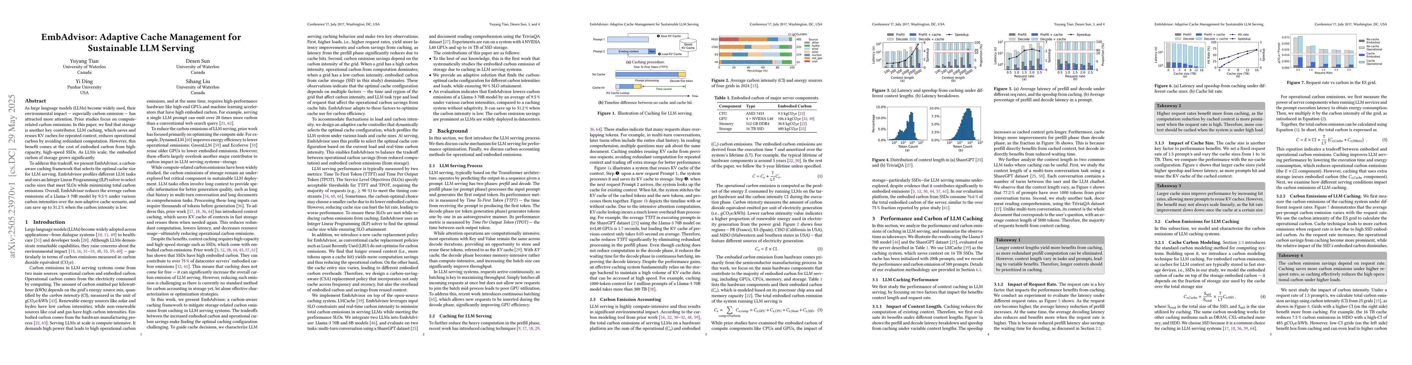 Thumbnail for EmbAdvisor: Adaptive Cache Management for Sustainable LLM Serving