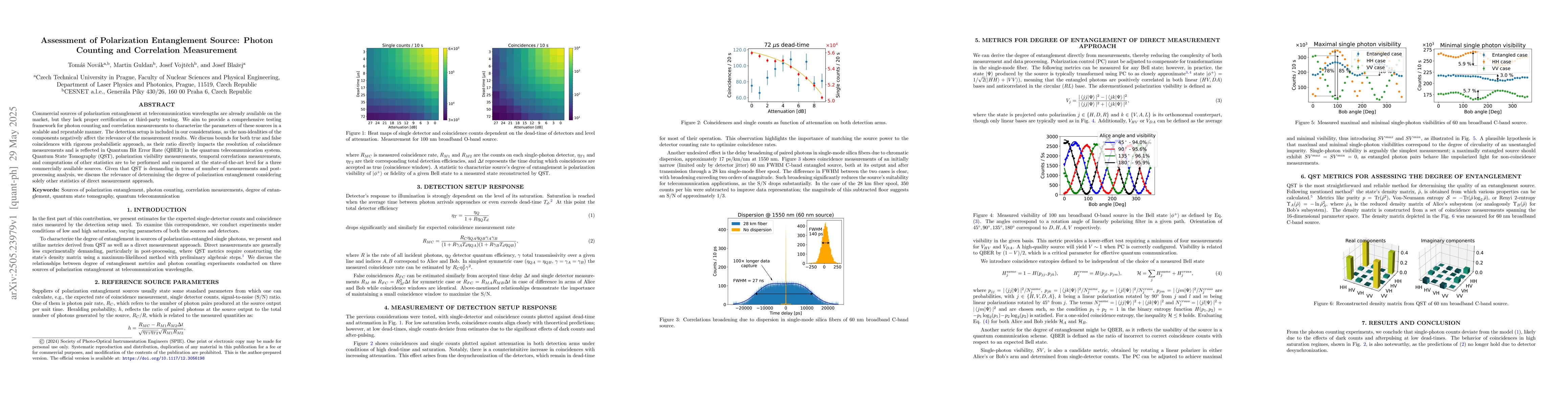 Thumbnail for Assessment of Polarization Entanglement Source: Photon Counting and
  Correlation Measurement