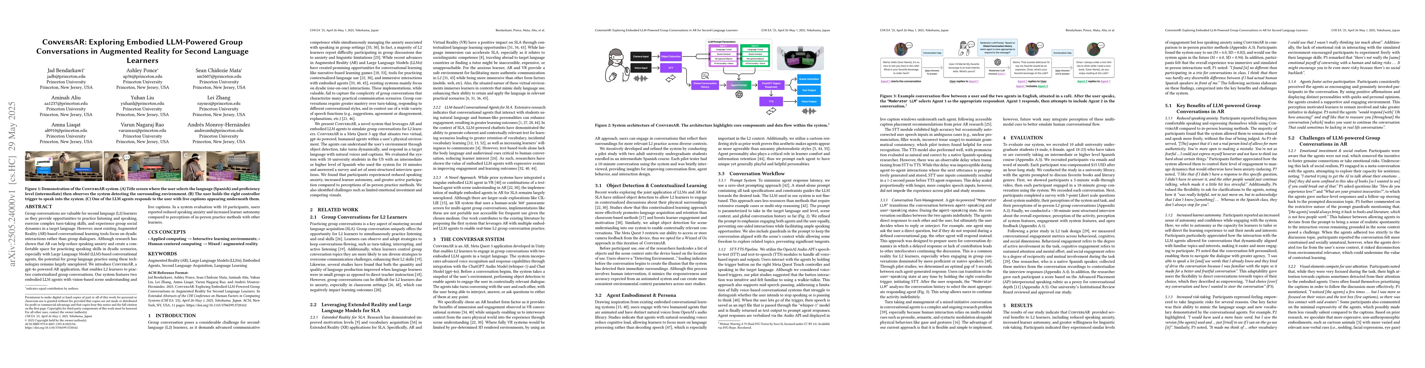 Thumbnail for ConversAR: Exploring Embodied LLM-Powered Group Conversations in
  Augmented Reality for Second Language Learners
